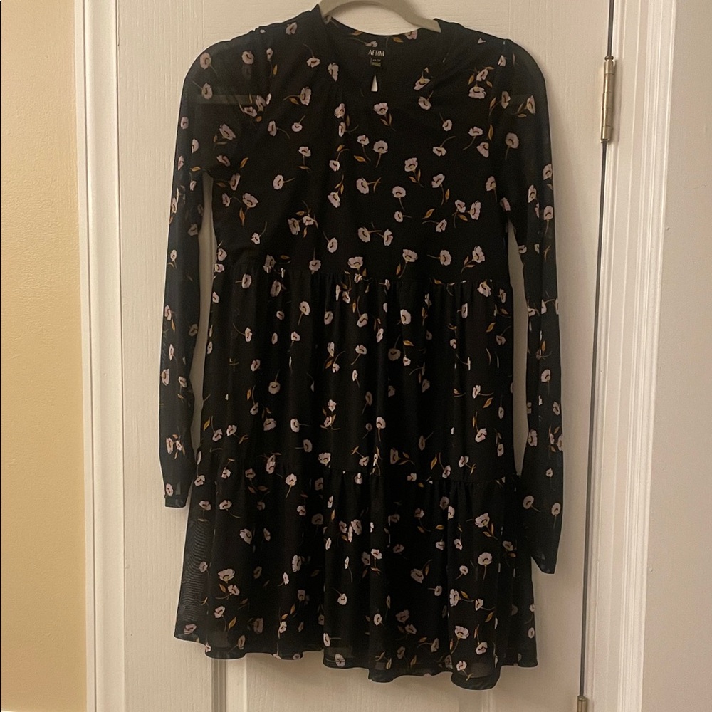 AFRM Black Floral Long Sleeve Dress